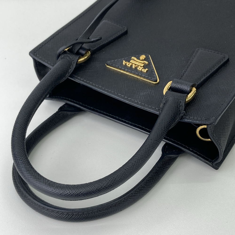 Prada Leather Bag Saffiano Shoulder Tote Black - Picture 6 of 6